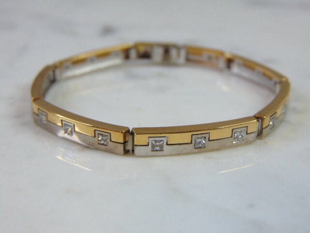 Damen Vintage Estate Vs One 18K Gelb - & Weißgold Diamant Armband 17, 4G E5166 von MannysJewelry