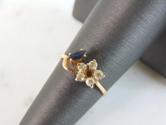 Damen Vintage Nachlass 10K Gelbgold Saphir Ring 1.6G E5002 von MannysJewelry