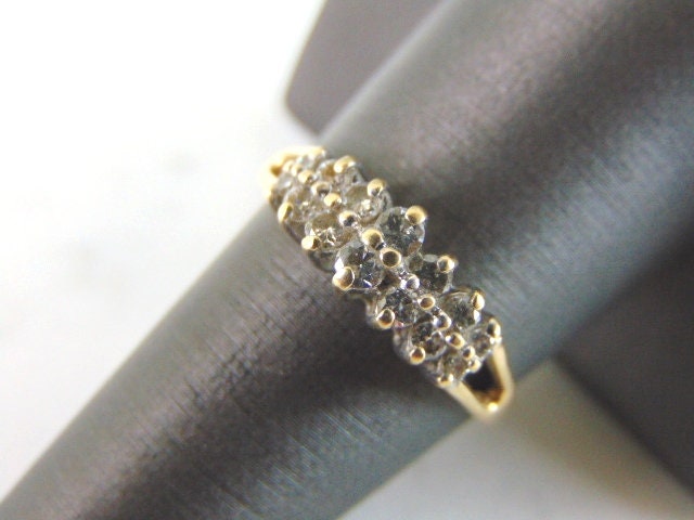 Damen Vintage Nachlass 14K Gelbgold Diamant Cluster Ring 3.3G #e942 von MannysJewelry