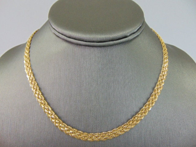 Damen Vintage Nachlass 14K Gelbgold Mesh Halskette 12, 8G E963 von MannysJewelry