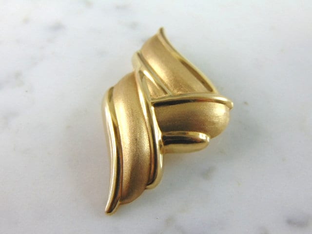 Damen Vintage Nachlass 14K Gelbgold Modernist Brosche 5.2G E4035 von MannysJewelry