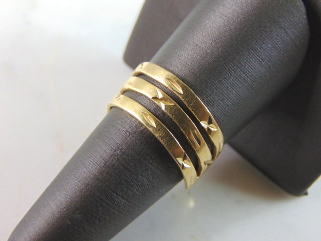 Damen Vintage Nachlass 14K Gelbgold Modernist Ring 4.2G E4244 von MannysJewelry