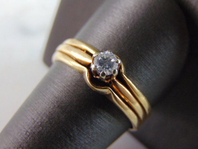 Damen Vintage Nachlass 14K Gold Solitär Diamant Ring 3.8G E2941 von MannysJewelry