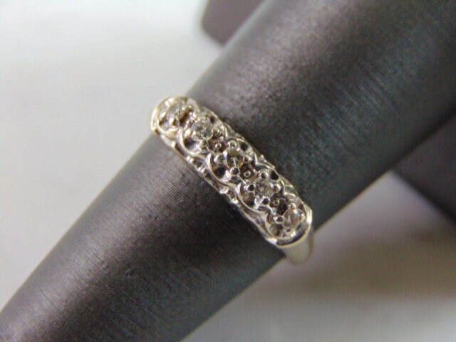 Damen Vintage Nachlass 14K Weißgold Diamant Ring 2.3G E2867 von MannysJewelry