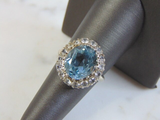 Damen Vintage Nachlass 14K Weißgold Topas Ring 5, 6G E1885 von MannysJewelry