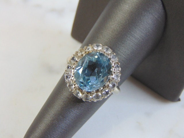 Damen Vintage Nachlass 14K Weißgold Topas Ring 5, 6G E1885 von MannysJewelry