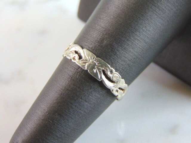 Damen Vintage Nachlass Sterling Silber Floral Ring 1, 3G E4318 von MannysJewelry