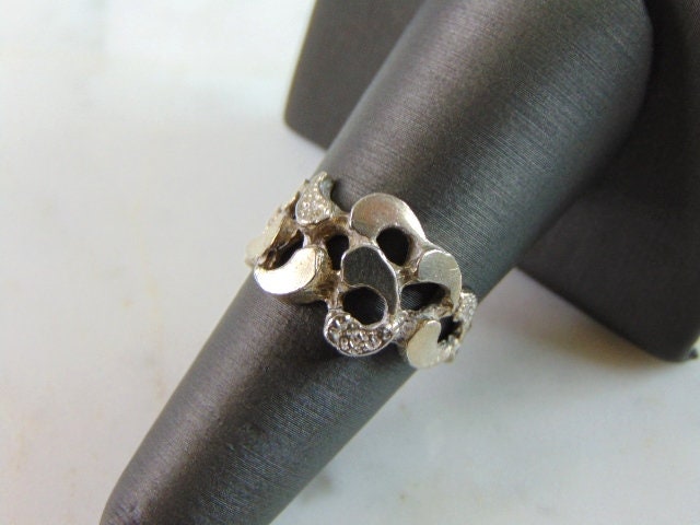 Damen Vintage Nachlass Sterling Silber Modernist Ring 3.3G E4338 Damen Vintage Nachlass Sterling Silber Modernist Ring 3.3G E4338 von MannysJewelry