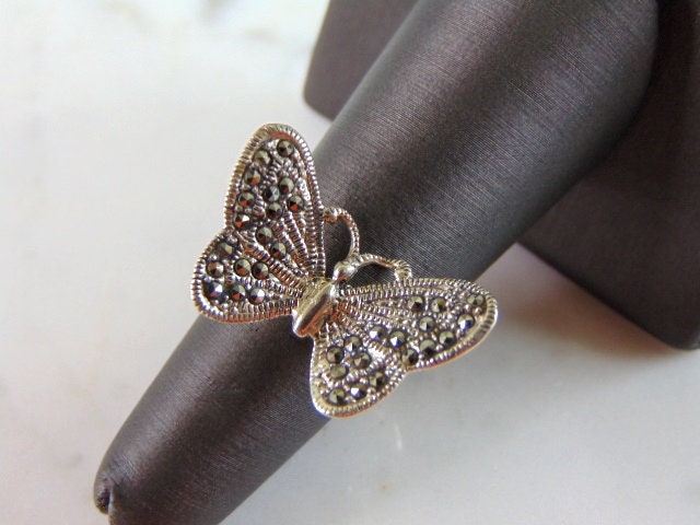 Damen Vintage Nachlass Sterling Silber Schmetterling Ring 3.8G E2194 von MannysJewelry