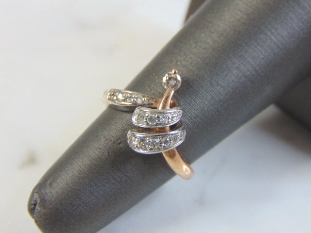 Exquisiter Vintage Estate Damen 14K Weiß & Rose Gold Diamant Ring, 3.0G E3241 von MannysJewelry