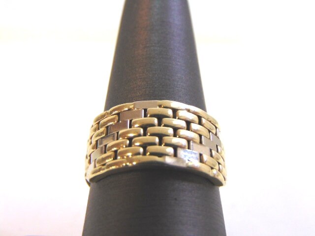 Herren 14K Gelb & Weiß Gold Zigarren Band Ring 6.2G E3802 von MannysJewelry