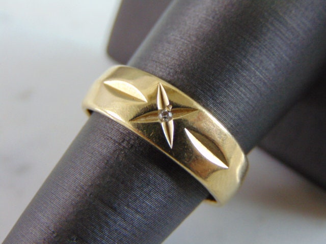 Herren Vintage Nachlass 14K Gelbgold Diamant Ring, 5.3G E4115 von MannysJewelry