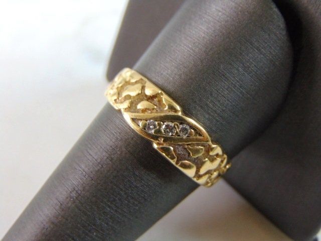 Herren Vintage Nachlass 14K Gelbgold Diamant Ring 4.7G E2088 von MannysJewelry