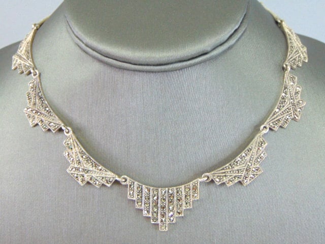 Modernist Sterling Silber Halskette Für Damen 39, 0G E928 von MannysJewelry