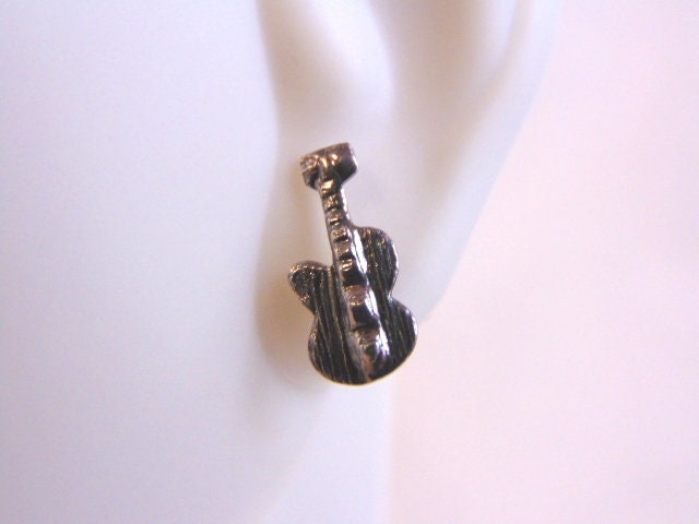 Pr Damen Vintage Gut Sterling Silber Rock N Roll Gitarre Ohrringe 1.0G E1378 von MannysJewelry