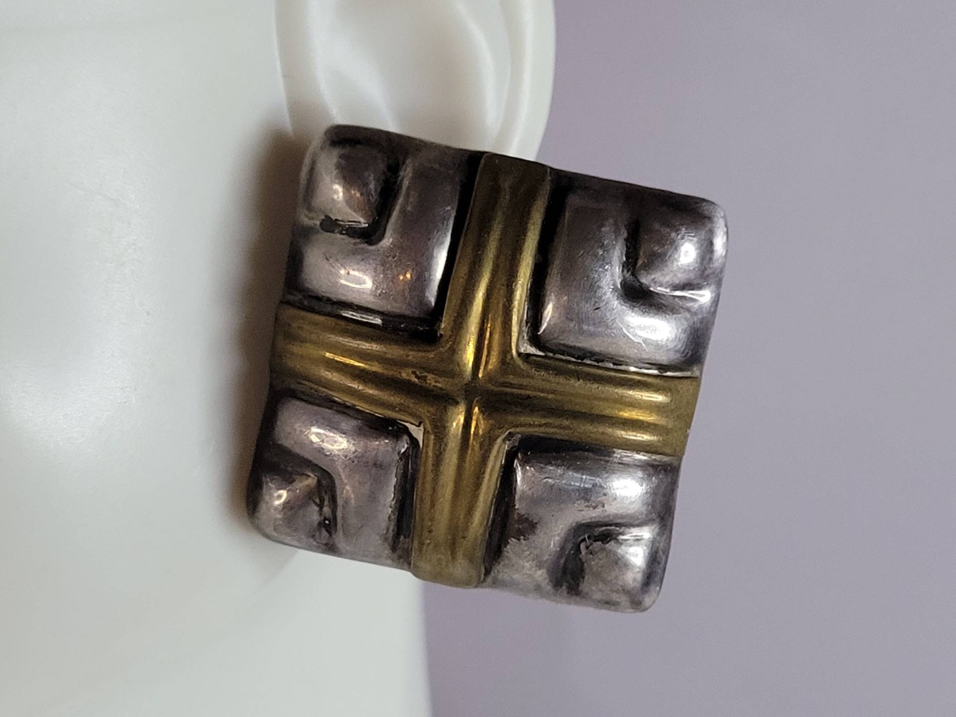 Pr Womens Vintage Nachlass Sterling Silber Mit Goldfarbenen Ohrringen 18, 8G E3656 von MannysJewelry