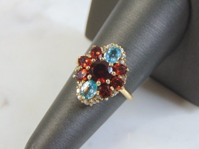 Unikat Damen Vintage Estate 10K Gold Ring Mit Mehreren Steinen 3, 8G E3242 von MannysJewelry