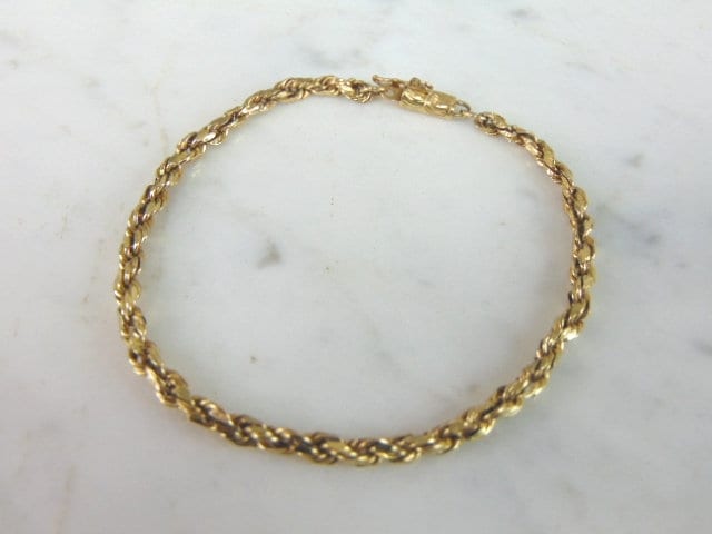 Vintage Nachlass 14K Gelbgold Seil Armband 3.8G E5134 von MannysJewelry