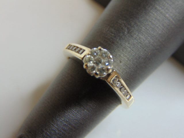 Womens Vintage Estate 14K Weißgold Diamant Ring, 3.5G E784 von MannysJewelry