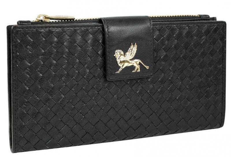 Mano - Mano Forte Damenbörse Reißverschluss Riegel echt Leder querformat schwarz Schwarz von Mano