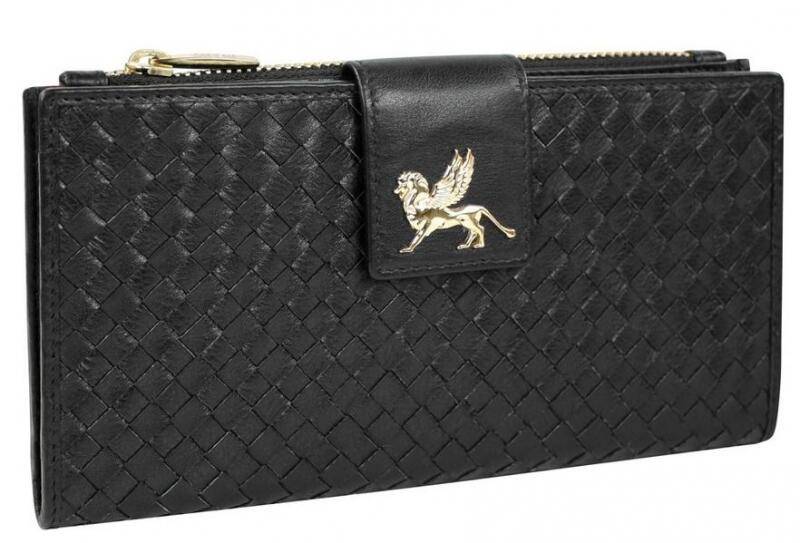 Mano - Mano Forte Damenbörse Reißverschluss Riegel echt Leder querformat schwarz Schwarz von Mano