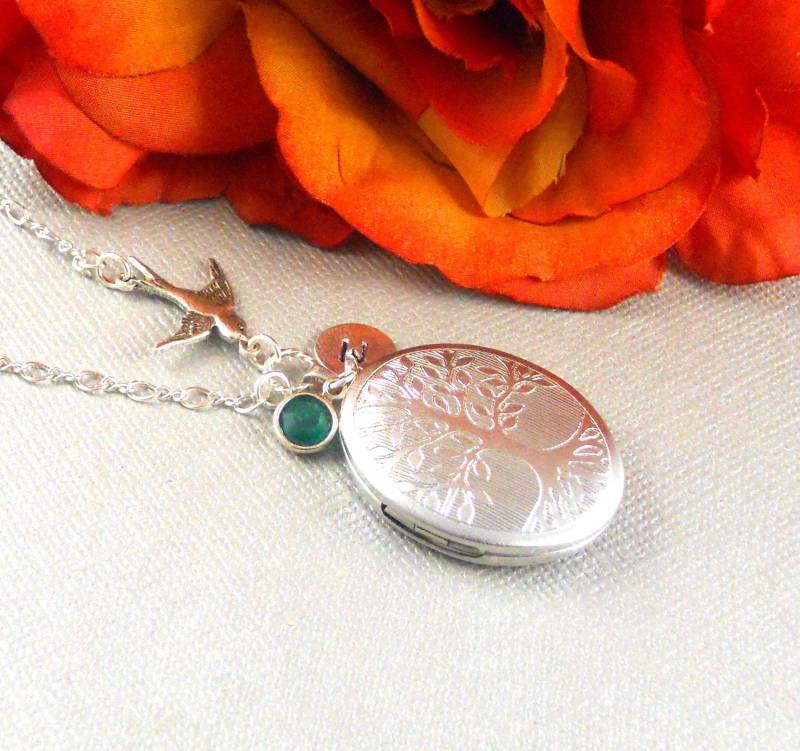 Foto Sterling Silber Medaillon Silber, Oval Stammbaum Hochzeit Schmuck Muttertagsgeschenk Für Ihre Frau von ManoCelebrates