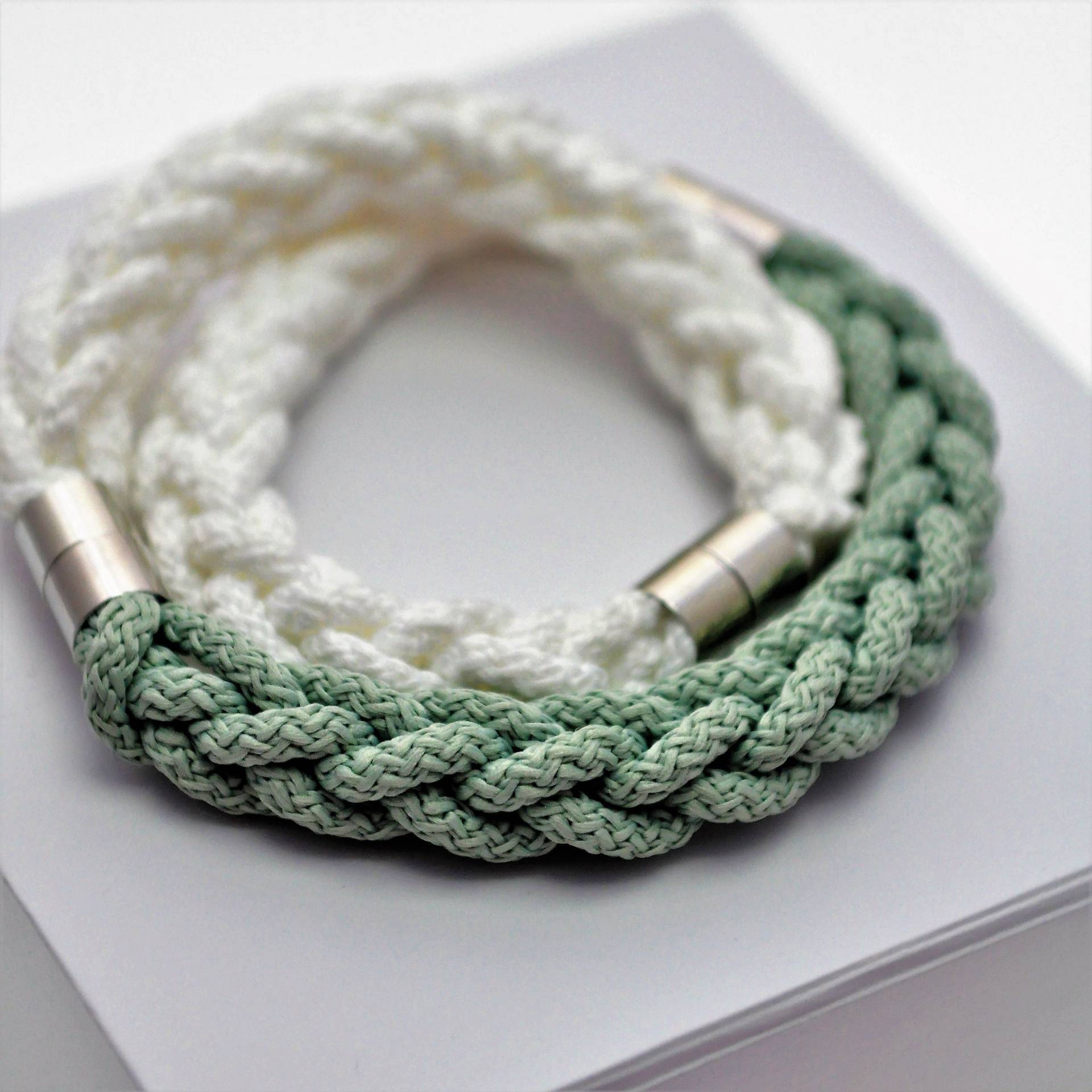 Tripple Freude 3In1. Transformator. Sommer Halskette Aus Seil. Halskette. Multifuncional Accessoire. Armband. Ohrring. Mint Und Weiß von ManoShopLT