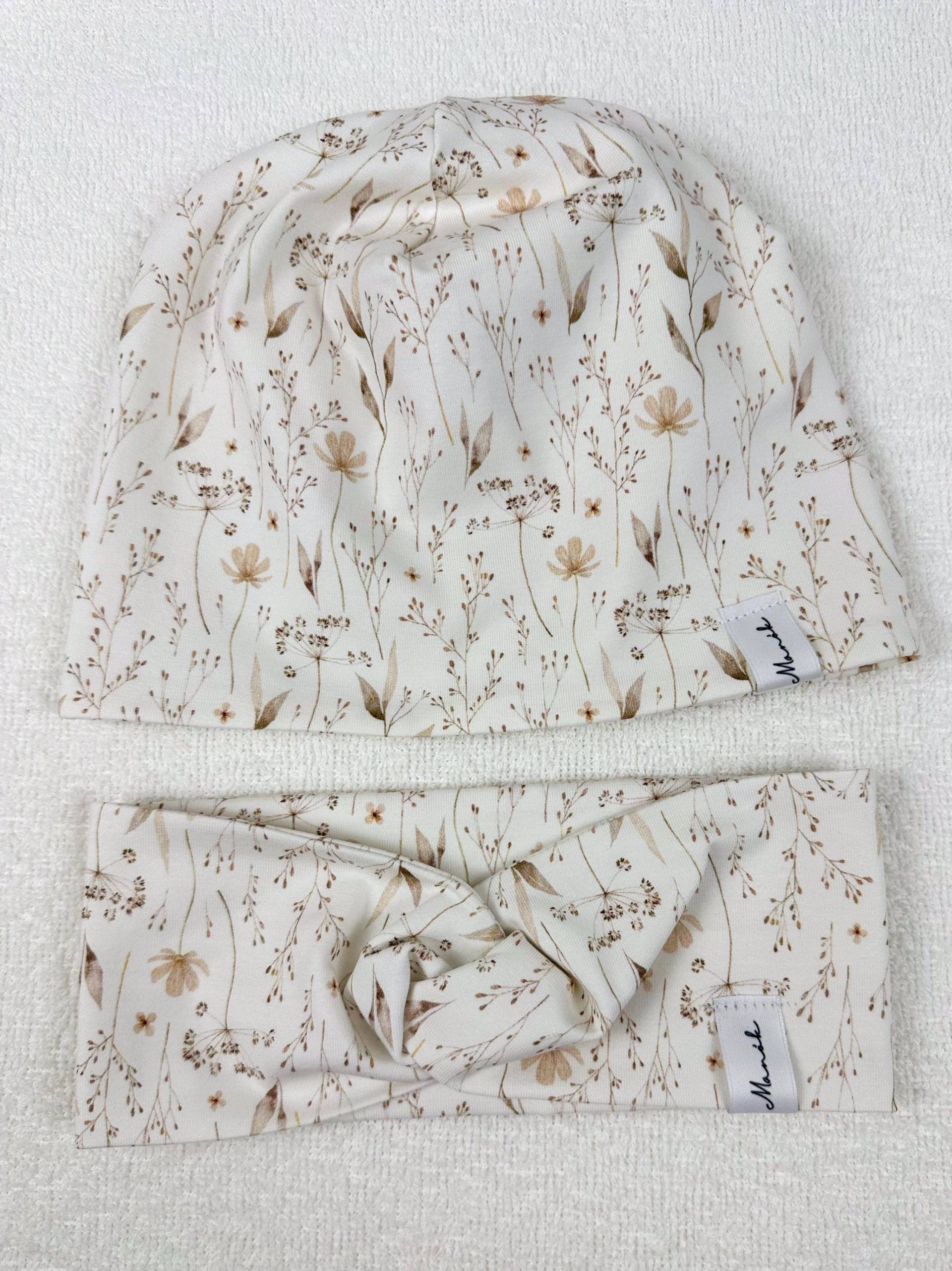 Set Beanie & Stirnband Aus Jersey | Haarband Mädchenhaarband Kindermütze Ideal Für Baby, Kleinkinder Und Kinder Kinderaccessoires von Manokhandmade