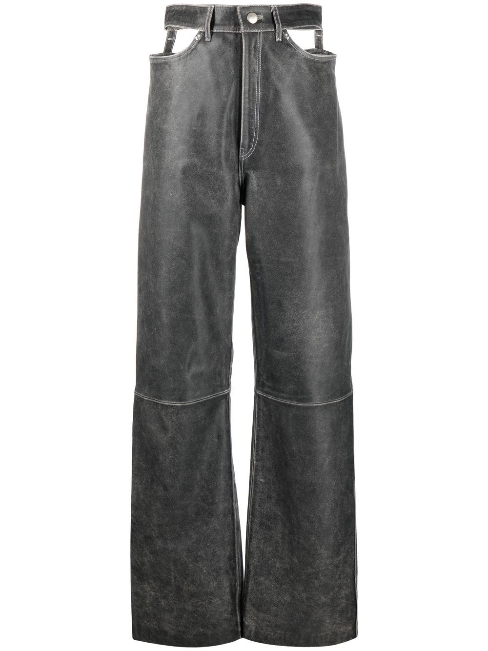 Manokhi Lederhose mit Cut-Outs - Grau von Manokhi