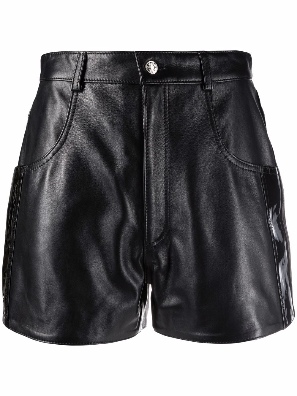 Manokhi Ledershorts mit hohem Bund - Schwarz von Manokhi