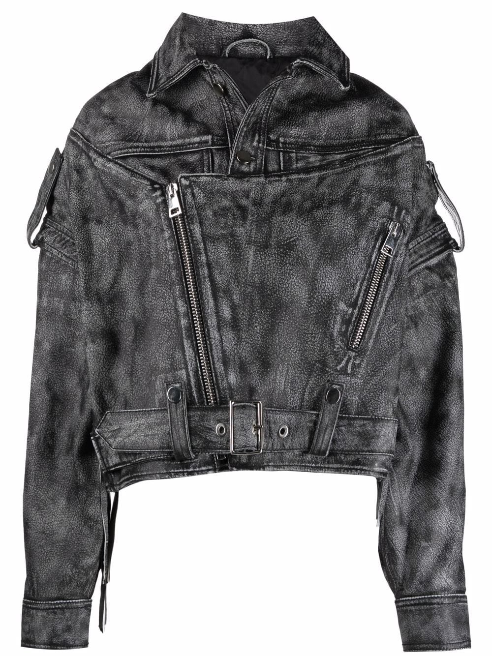 Manokhi Weite Cropped-Bikerjacke - Schwarz von Manokhi