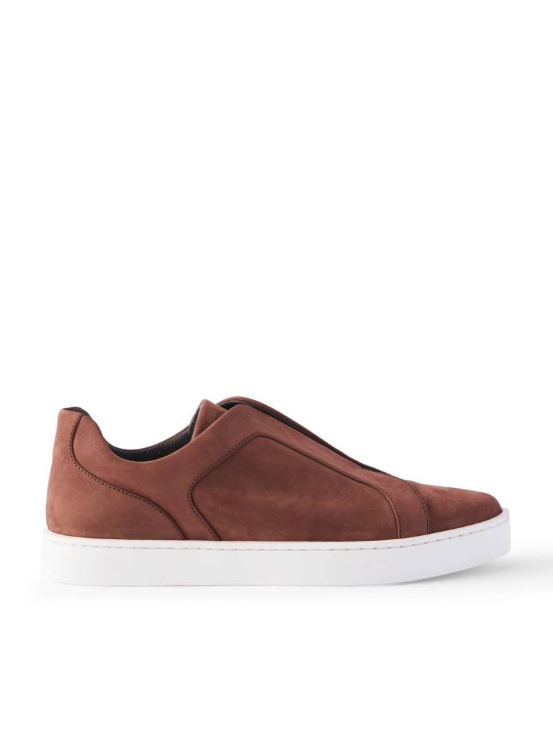 Manolo Blahnik - Agilio Nubuck Slip-On Sneakers - Men - Brown - UK 9.5 von Manolo Blahnik