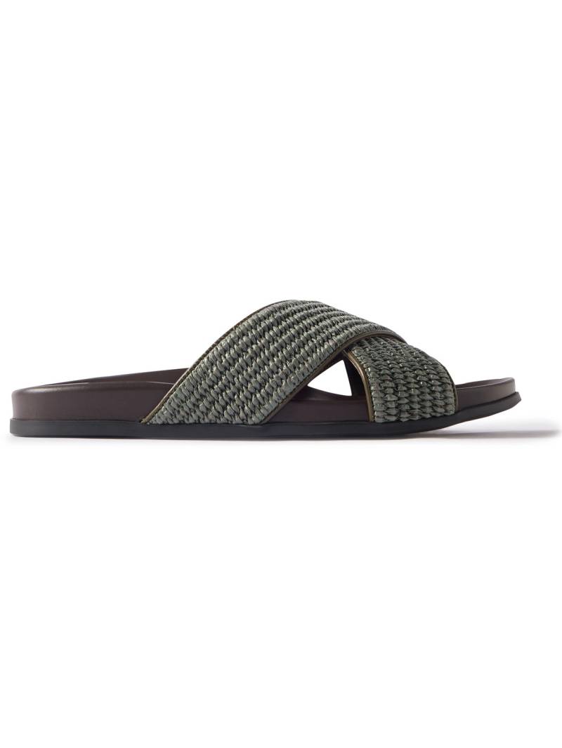 Manolo Blahnik - Chiltern Leather-Trimmed Raffia Sandals - Men - Green - UK 9 Manolo Blahnik - Chiltern Leather-Trimmed Raffia Sandals - Men - Green - UK 9 von Manolo Blahnik