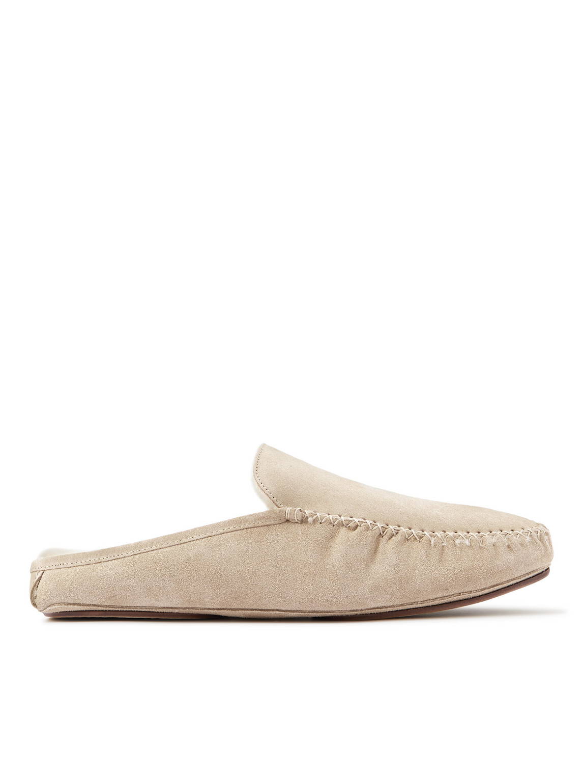 Manolo Blahnik - Crawford Shearling-Lined Suede Slippers - Men - Neutrals - UK 6.5 von Manolo Blahnik