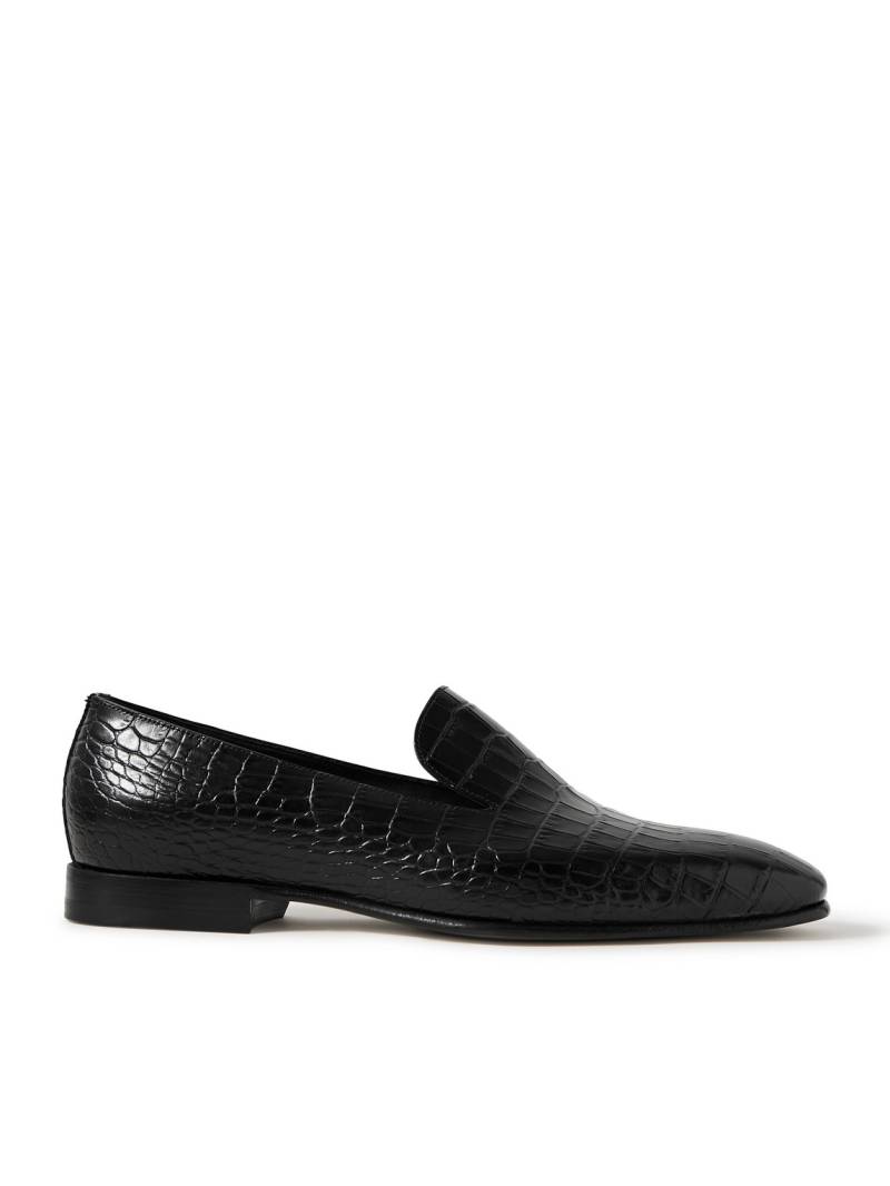 Manolo Blahnik - Djan Croc-Effect Leather Loafers - Men - Black - UK 9 von Manolo Blahnik