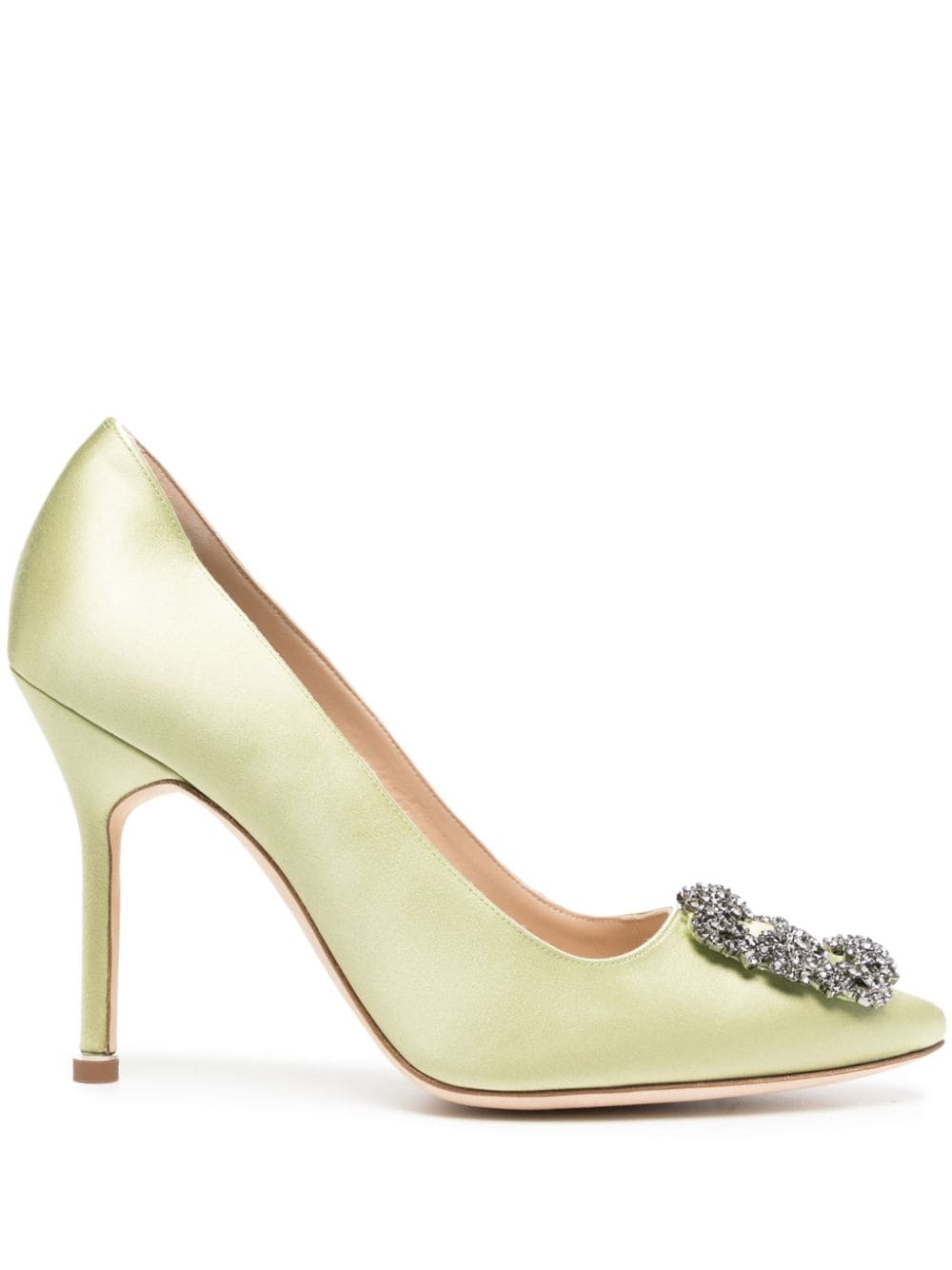 Manolo Blahnik Hangisi Pumps aus Satin 105mm - Grün von Manolo Blahnik