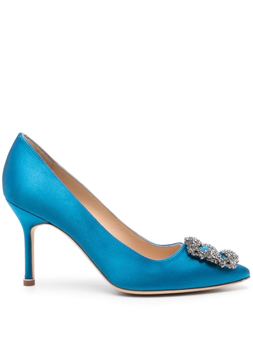 Manolo Blahnik Hangisi Pumps aus Satin 90mm - Blau von Manolo Blahnik