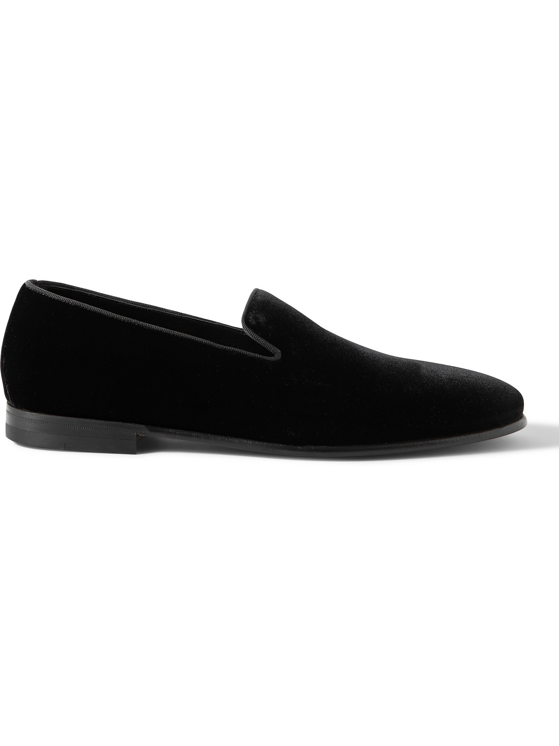 Manolo Blahnik - Mario Grosgrain-Trimmed Velvet Loafers - Men - Black - UK 10 von Manolo Blahnik