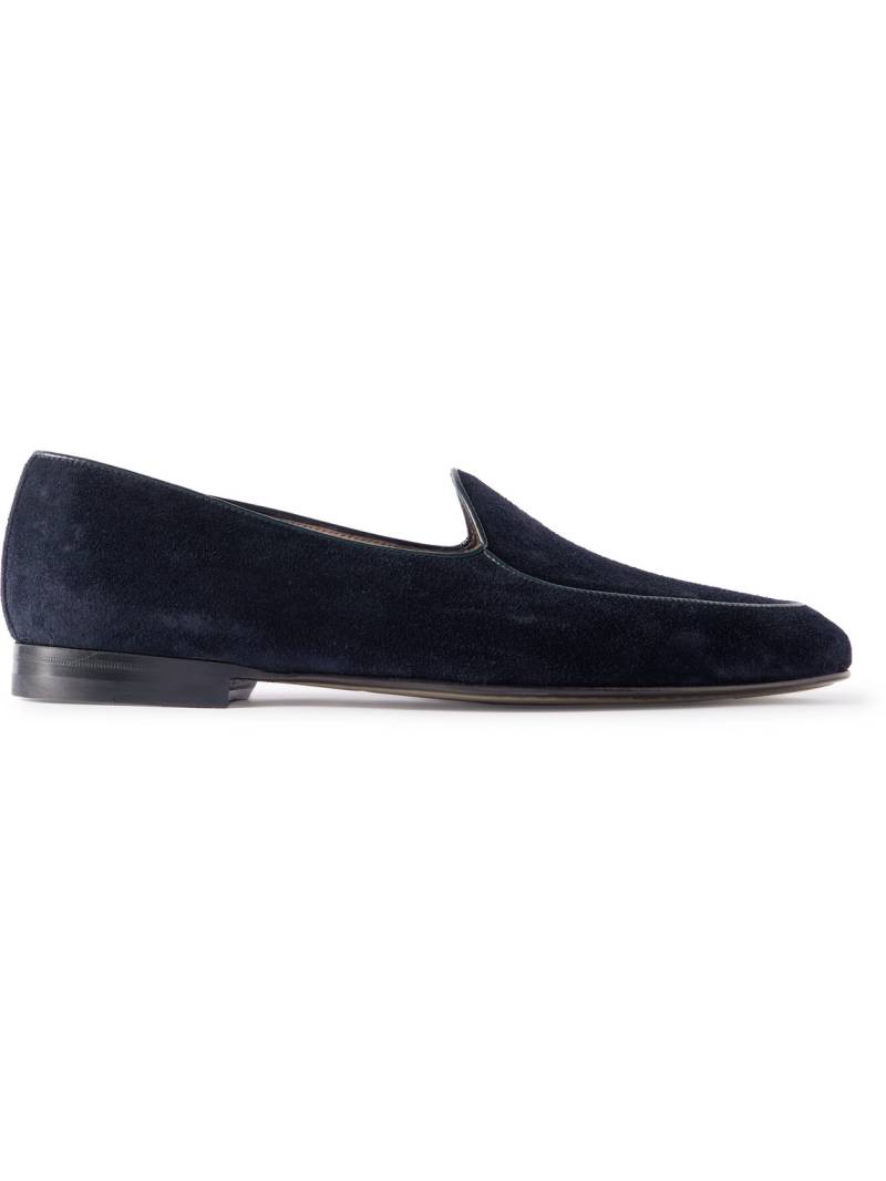 Manolo Blahnik - Modena Leather-Trimmed Suede Loafers - Men - Blue - UK 7.5 von Manolo Blahnik