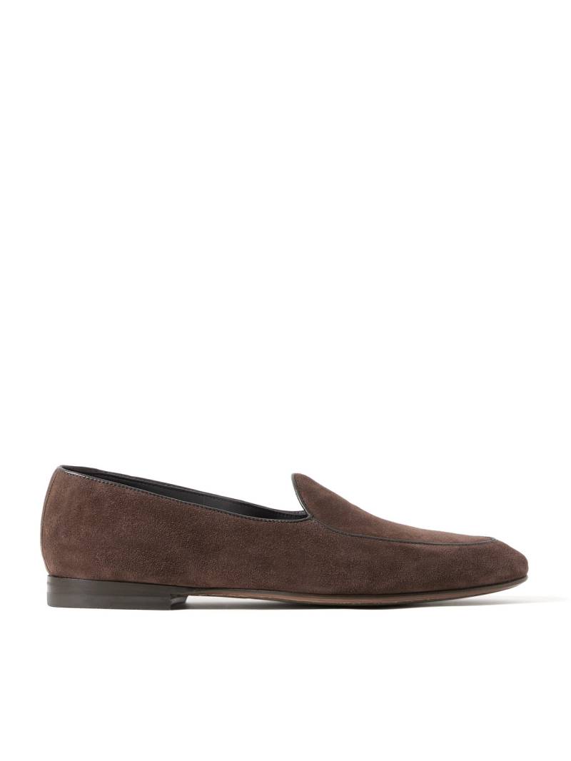 Manolo Blahnik - Modena Leather-Trimmed Suede Loafers - Men - Brown - UK 7.5 von Manolo Blahnik