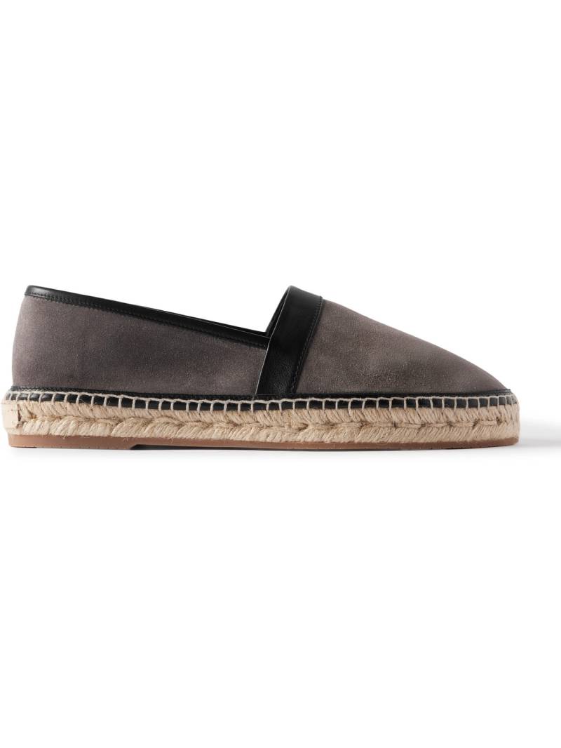 Manolo Blahnik - Nerano Leather-Trimmed Suede Espadrilles - Men - Gray - UK 10 von Manolo Blahnik