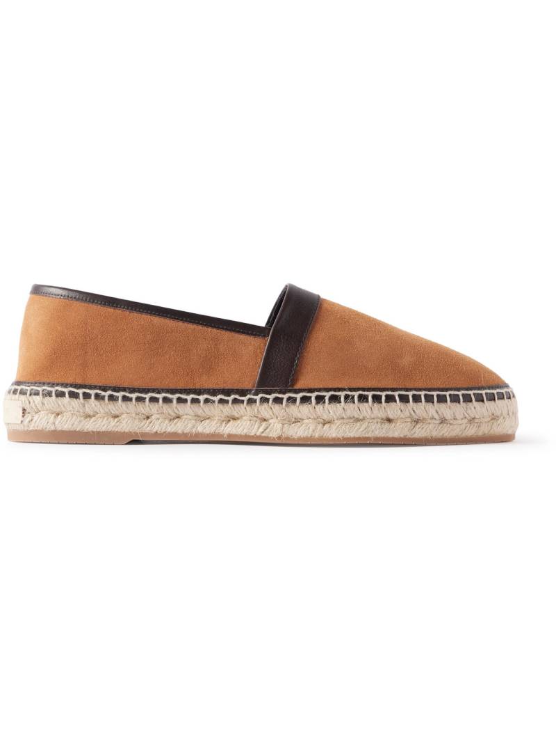 Manolo Blahnik - Nerano Leather-Trimmed Suede Espadrilles - Men - Orange - UK 9 von Manolo Blahnik