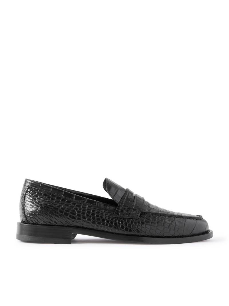 Manolo Blahnik - Perry Croc-Effect Leather Loafers - Men - Black - UK 10.5 von Manolo Blahnik