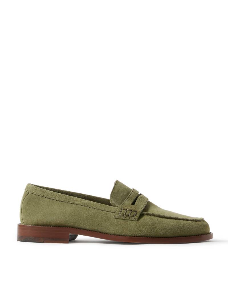 Manolo Blahnik - Perry Suede Penny Loafers - Men - Green - UK 9.5 von Manolo Blahnik