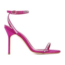 Manolo Blahnik Satin-stiletto-sandalen Mit Kristallen Pink von Manolo Blahnik