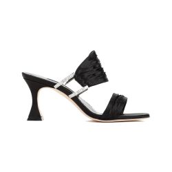 Manolo Blahnik Schwarze Satin Sandaletten 7cm Absatz von Manolo Blahnik