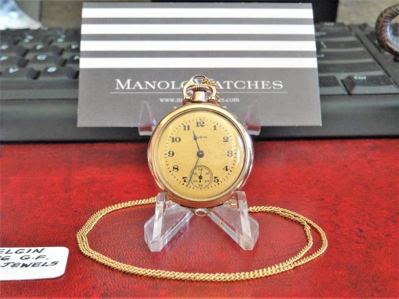 Antik 1916 Elgin Gold Filled 7-J Modell 2 Serien 19357173 Größe 5/0S Taschenuhr von ManoloWatches