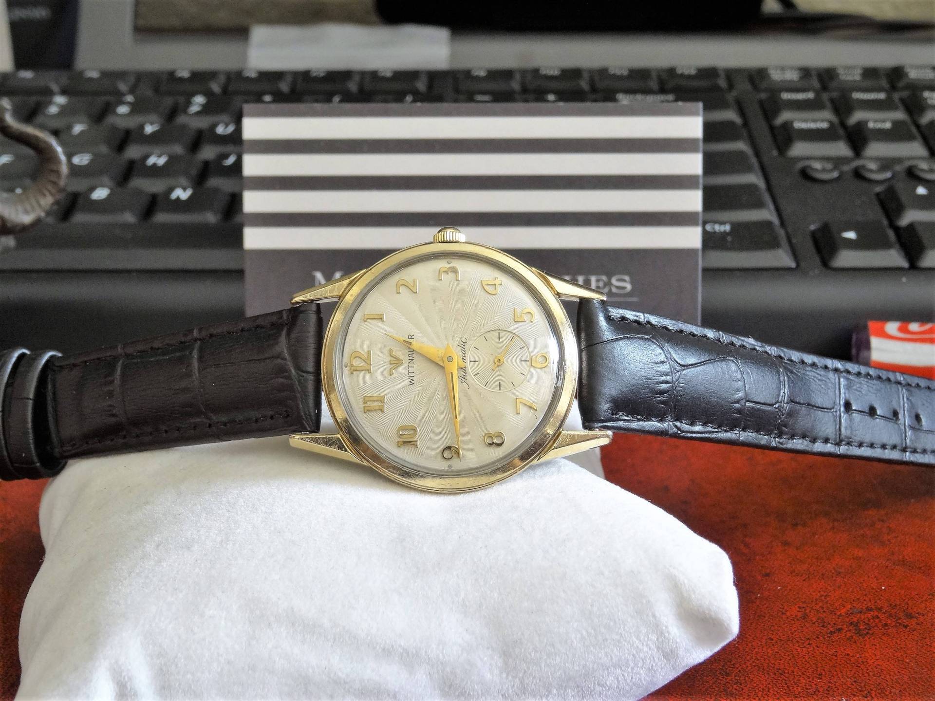 Vintage 1950Er Wittnauer Longines 10K Gold Filled Herrenuhr Mit 17mm Gen. Lederband von ManoloWatches