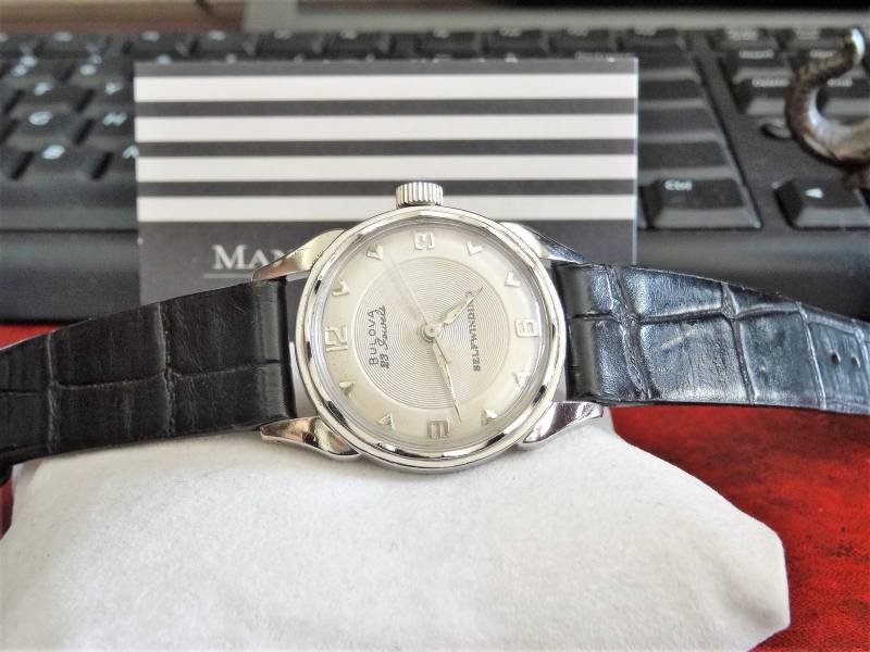 Vtg 1959 Bulova Selbstwicklung 23-Juwelen Graviert Herren Uhr W/16mm Lederband von ManoloWatches