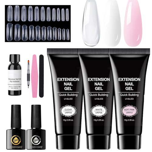 Gel Nagelverlängerung Set | 3 Farben Gellack Kit - Langanhaltendes Zubehör Set Modellieren Für Anfängerinnen Frauen Mädchen von Manolyee